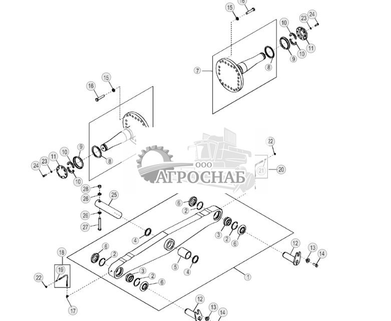 Поворотные шкворни, поперечина и детали (LT) (механизм механического наклона под углом) (183722 - 195546) - ST74496 33.jpg